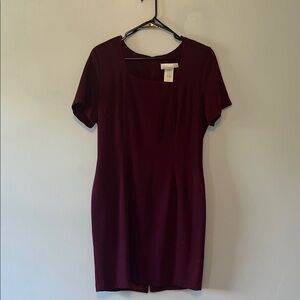 Vintage Elegant Burgundy Short Sleeve Dress Women’s 14 MADE IN THE USA